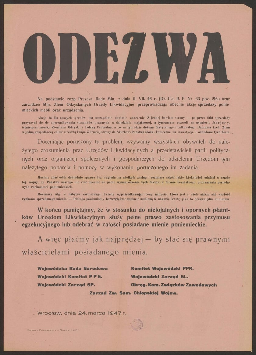Ogłoszenie z 1947